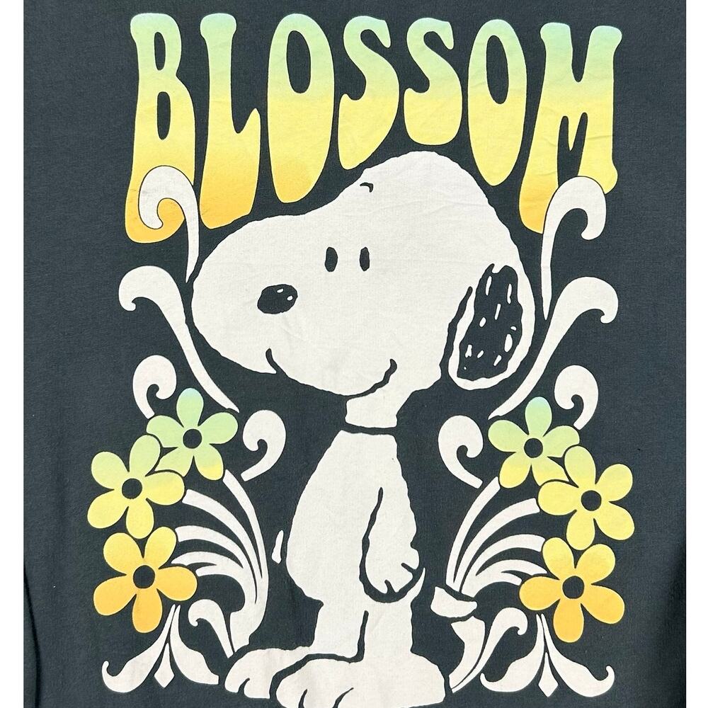 Peanuts Blossom Graphic Sweatshirt Long Sleeve Crew Pullover Gray Womens Size M - Picture 3 of 5